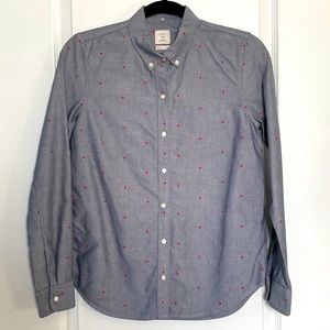 Gap Polka Dot Fitted Boyfriend Button Down